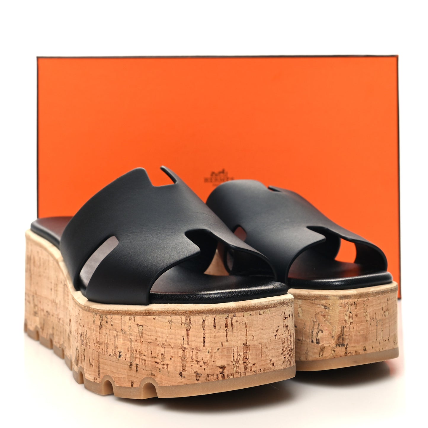 Calfskin Cork Eze 30 Sandals 38 Black