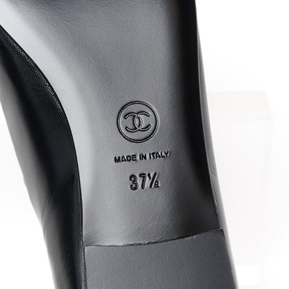 Chanel Goatskin Grosgain Cap Toe CC Mary Jane Flats 37.5 Black 6 of 9