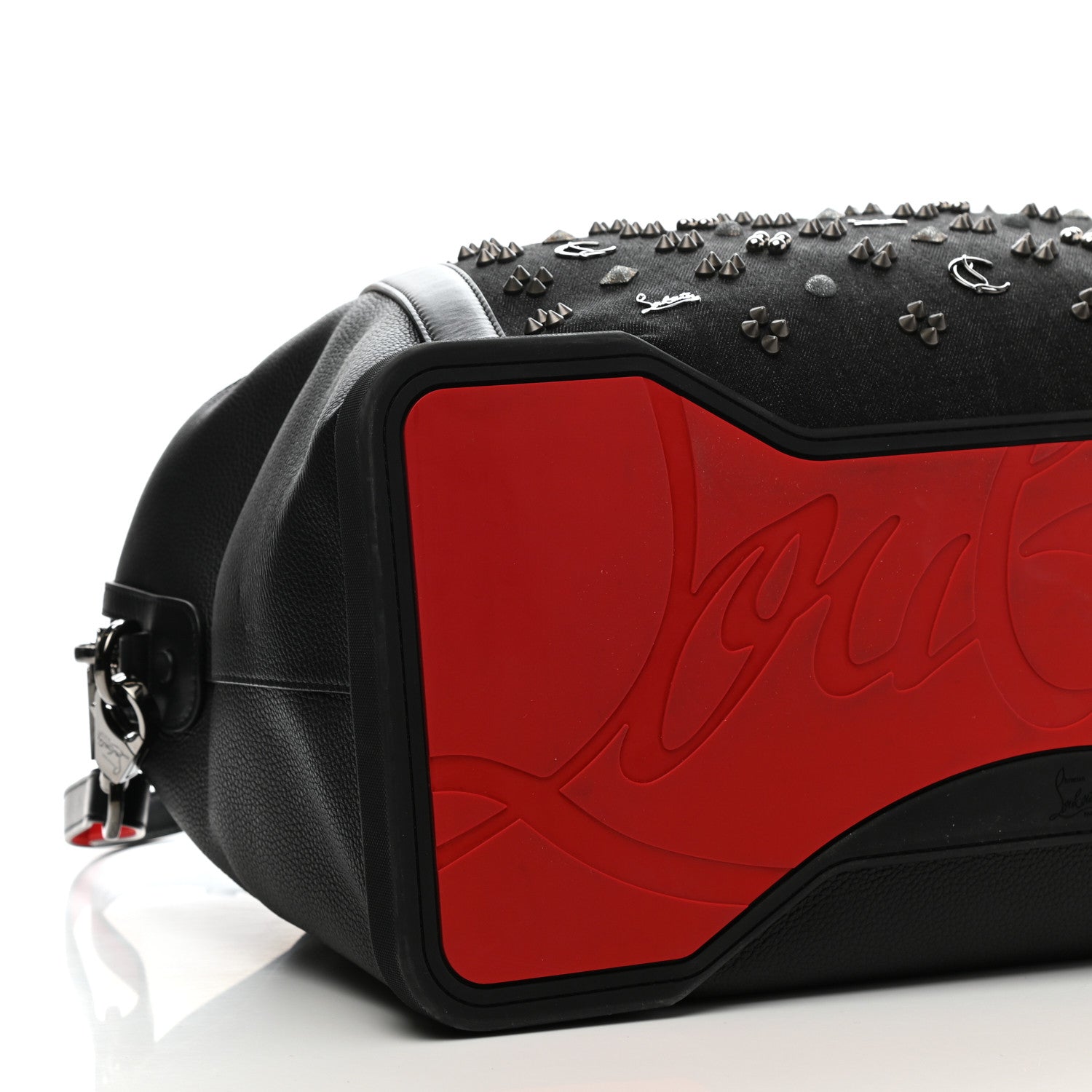 Christian Louboutin Studded Denim Calfskin Duffle Black 6 of 7