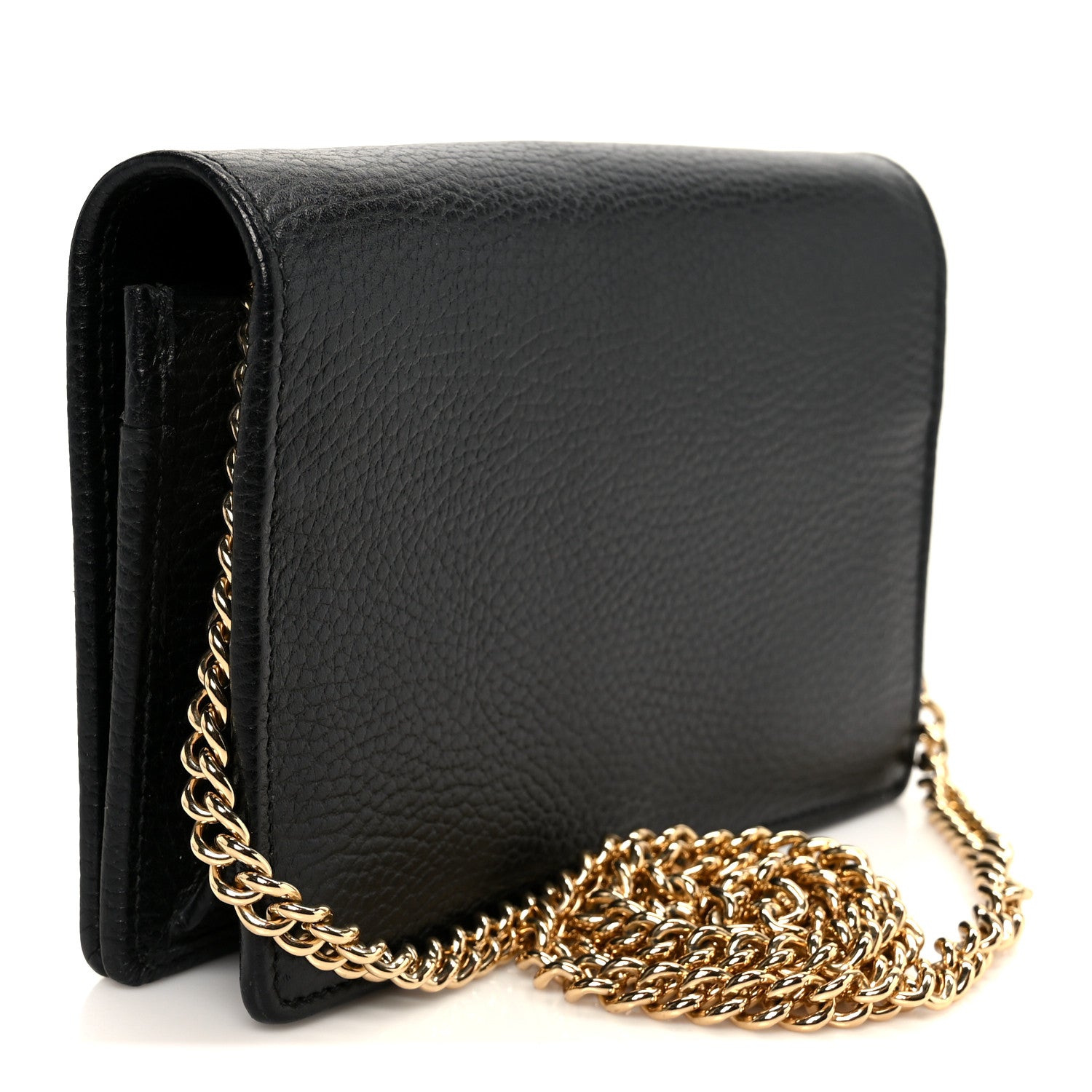 Gucci Calfskin Mini GG Marmont Chain Wallet Black 3 of 13
