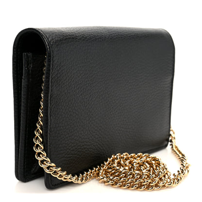 Gucci Calfskin Mini GG Marmont Chain Wallet Black 3 of 13