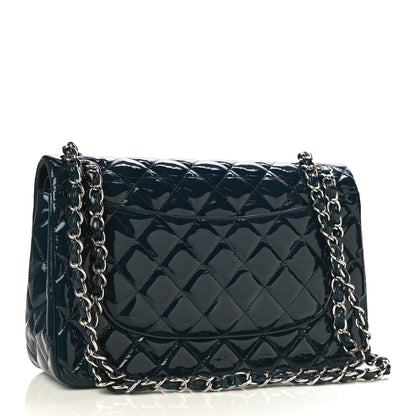 Chanel Patent Quilted Jumbo Double Flap Navy 3 of 13