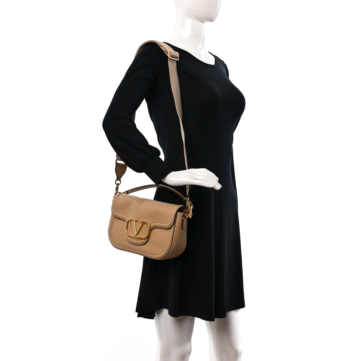 Soft Grainy Calfskin Alltime Shoulder Bag Cappuccino