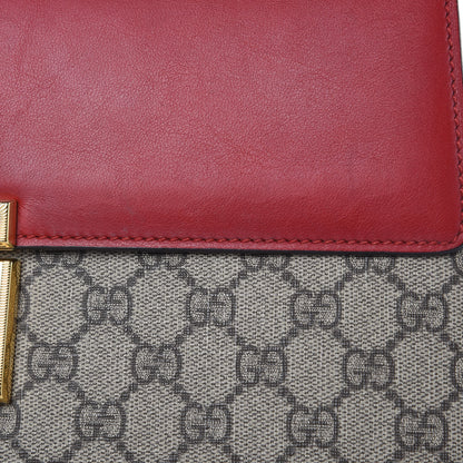 Gucci GG Supreme Monogram Calfskin Medium Padlock Top Handle Bag Beige Hibiscus Red New Rosette 17 of 22