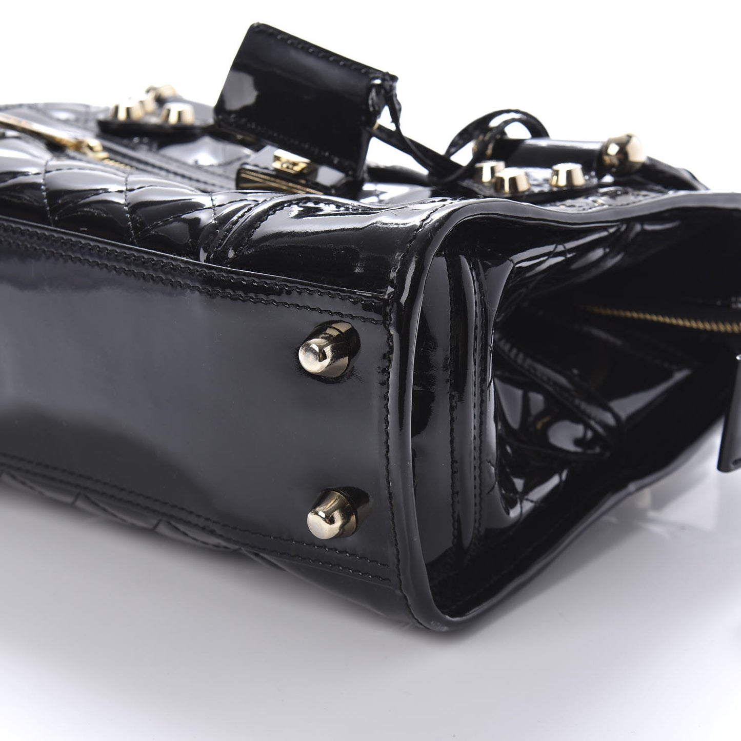 Patent Quilted Mini Manor Tote Black