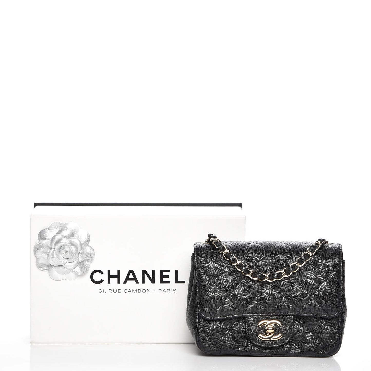 Caviar Quilted Mini Square Flap Black