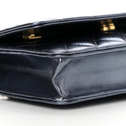 Chanel Metallic Lambskin Wallet On Chain WOC Dark Blue 10 of 11