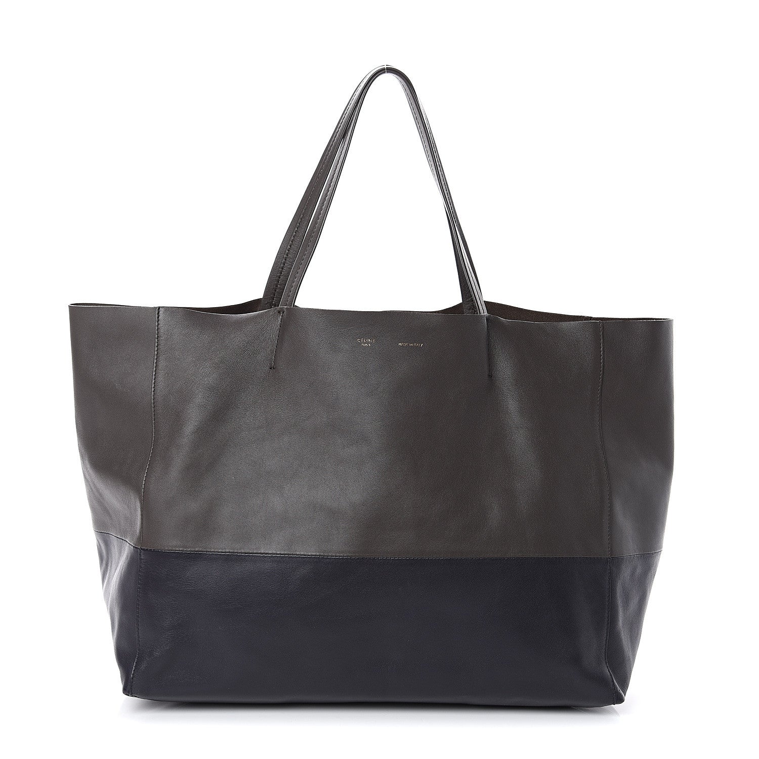 Celine Lambskin Horizontal Bi-Color Cabas Black Dark Grey 1 of 8
