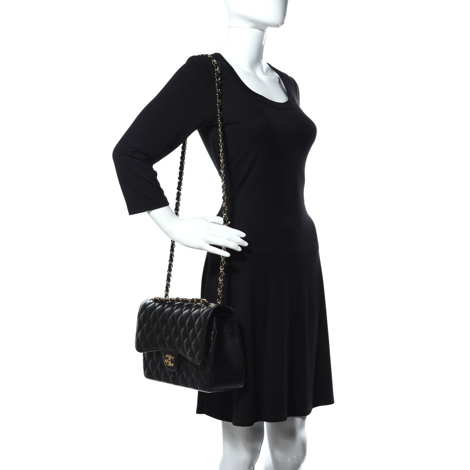 Chanel Caviar Quilted Jumbo Double Flap Black 2 of 12