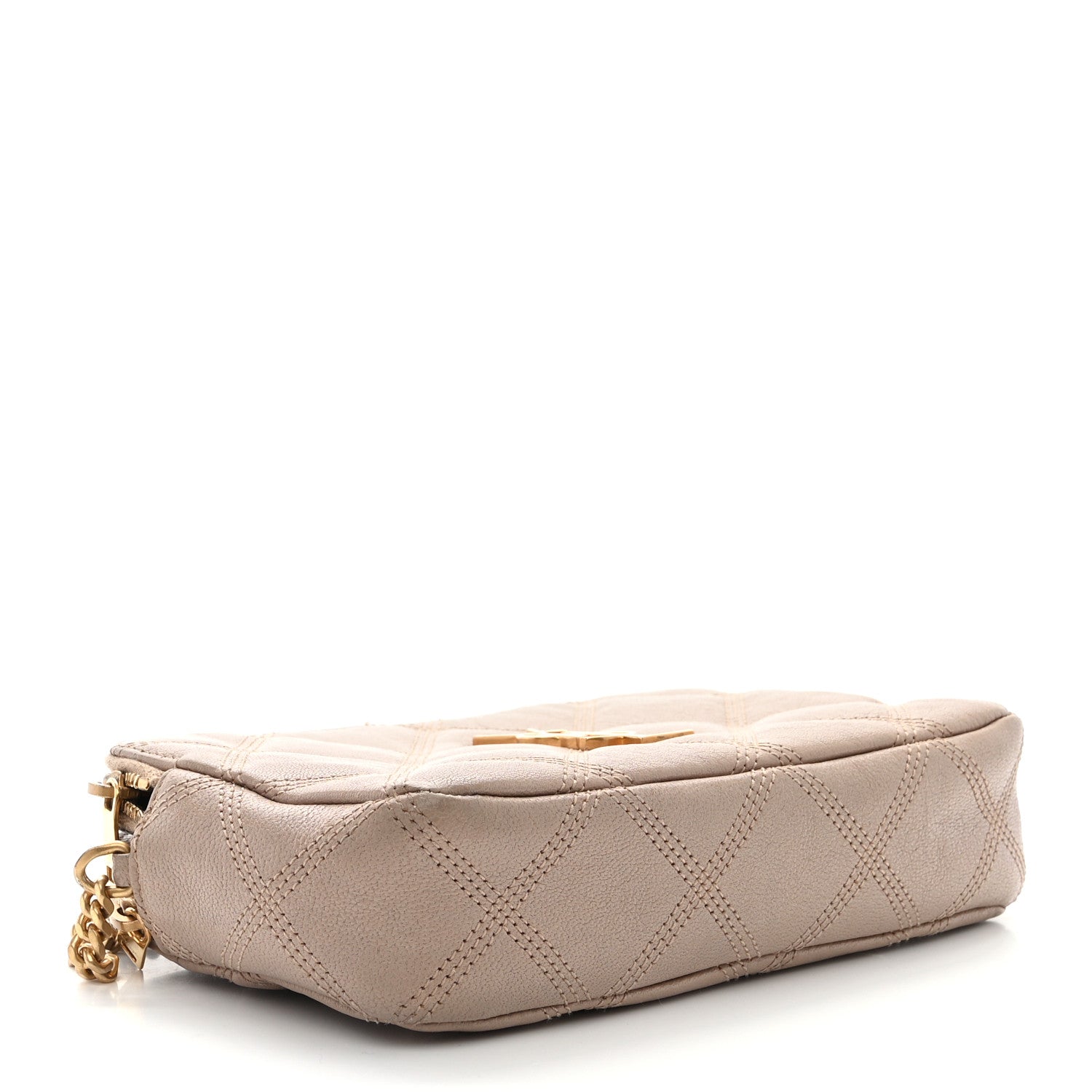 Saint Laurent SAINT LAURENT Grained Lambskin Quilted Mini Becky Double Zip Bag Natural Tan 4 of 14