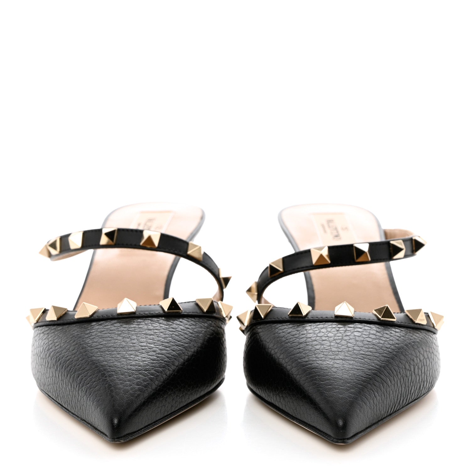Valentino Garavani Pebbled Calfskin Rockstud Cross Strap 50mm Mules 39.5 Black 2 of 9