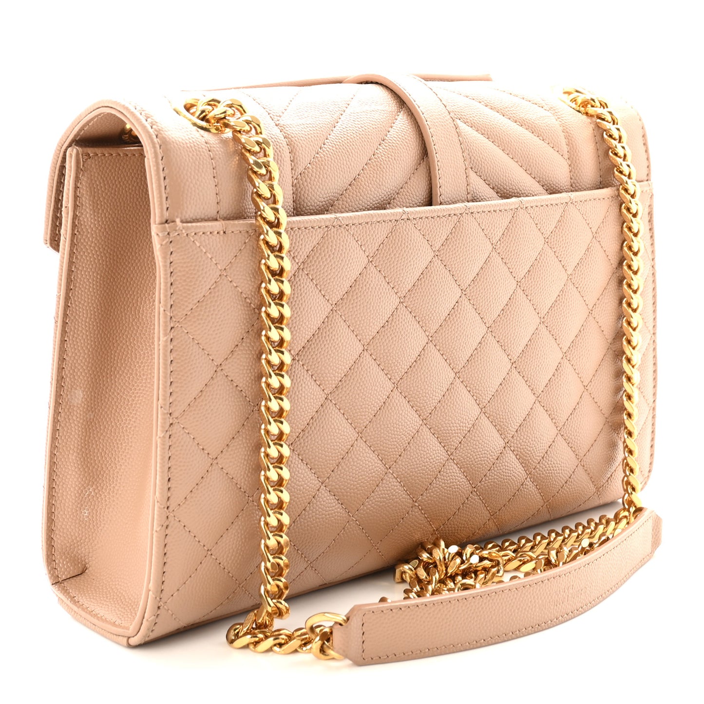 Grain De Poudre Textured Mixed Matelasse Medium Triquilt Monogram Satchel New Nude