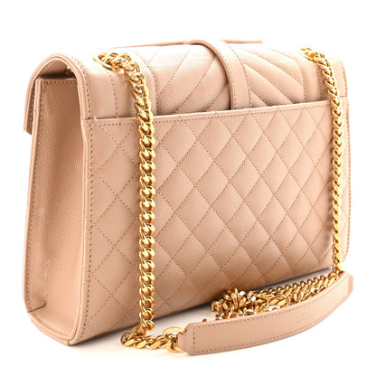 Saint Laurent Grain De Poudre Textured Mixed Matelasse Medium Triquilt Monogram Satchel New Nude 3 of 9