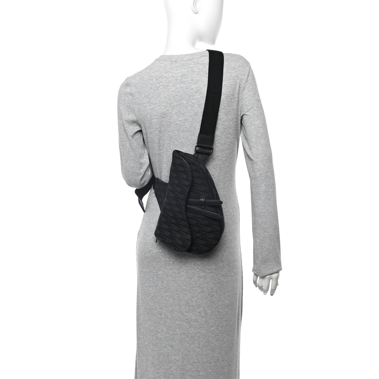 Christian Dior Oblique Mens Saddle Bag Black Blue 2 of 10