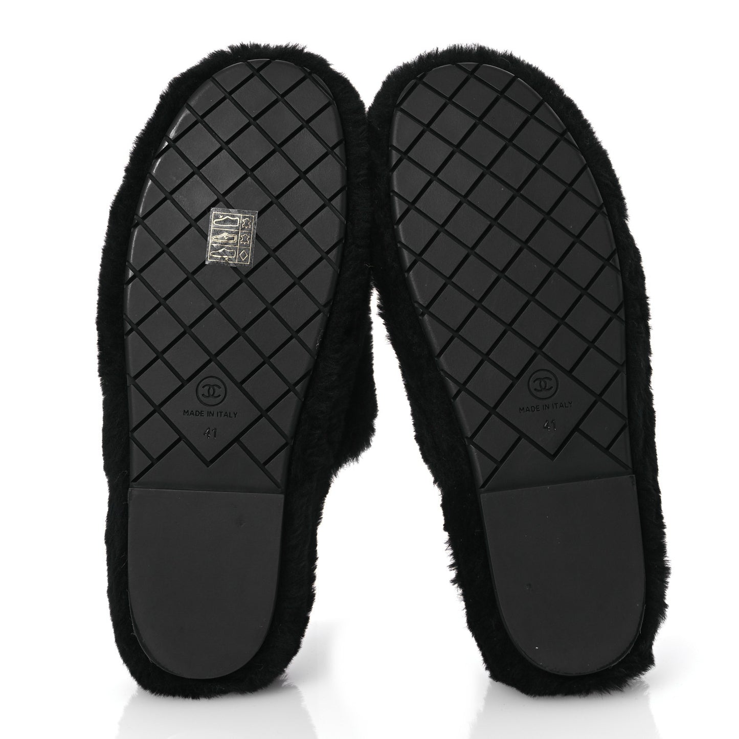 Shearling CC Flat Mules 41 Black