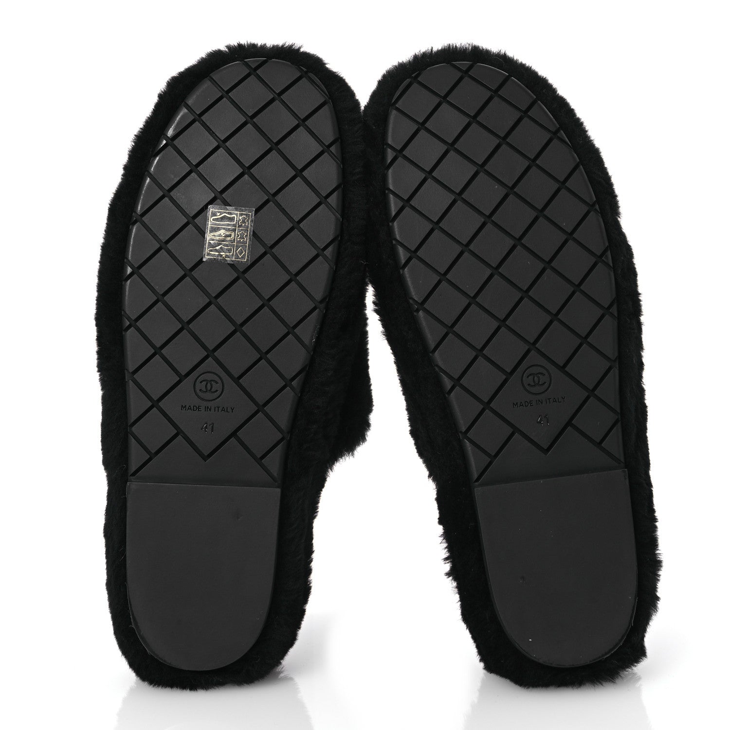 Chanel Shearling CC Flat Mules 41 Black 7 of 17