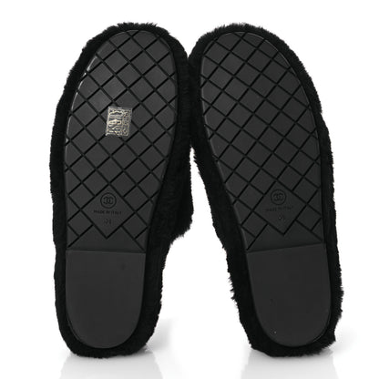 Chanel Shearling CC Flat Mules 41 Black 7 of 17
