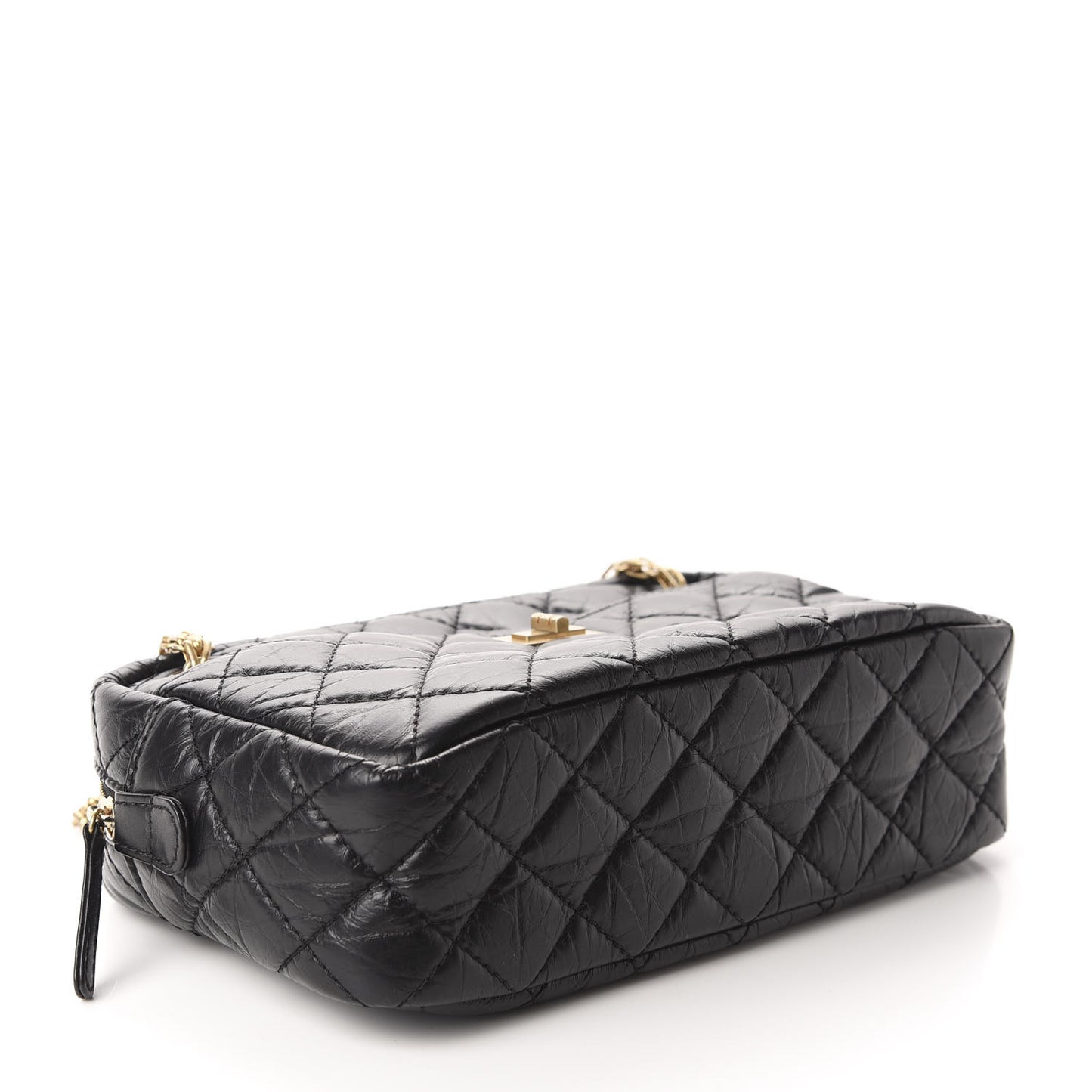 Aged Calfskin Quilted Medium Reissue Camera Case Black