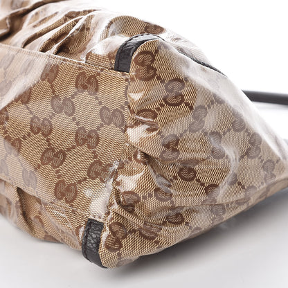 Gucci Crystal Monogram D Ring Gold Hobo Brown 9 of 9