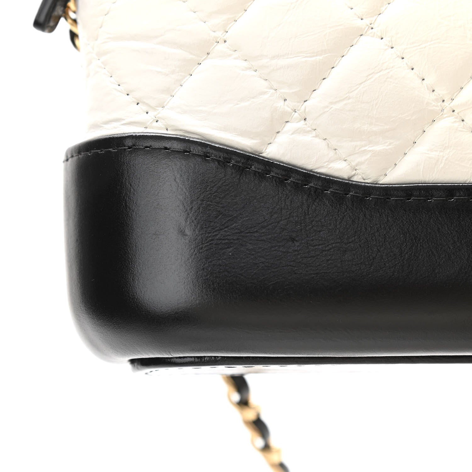 Chanel Aged Calfskin Quilted Small Gabrielle Clutch With Chain White Black 12 of 16