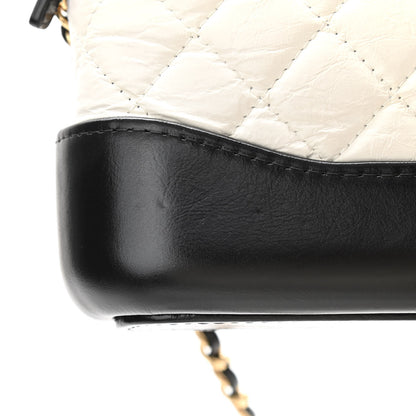 Chanel Aged Calfskin Quilted Small Gabrielle Clutch With Chain White Black 12 of 16