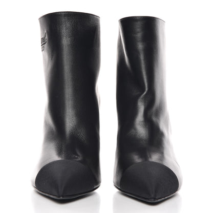 Chanel Lambskin Grosgrain Cap Toe Short Ankle Boots 37.5 Black 3 of 11