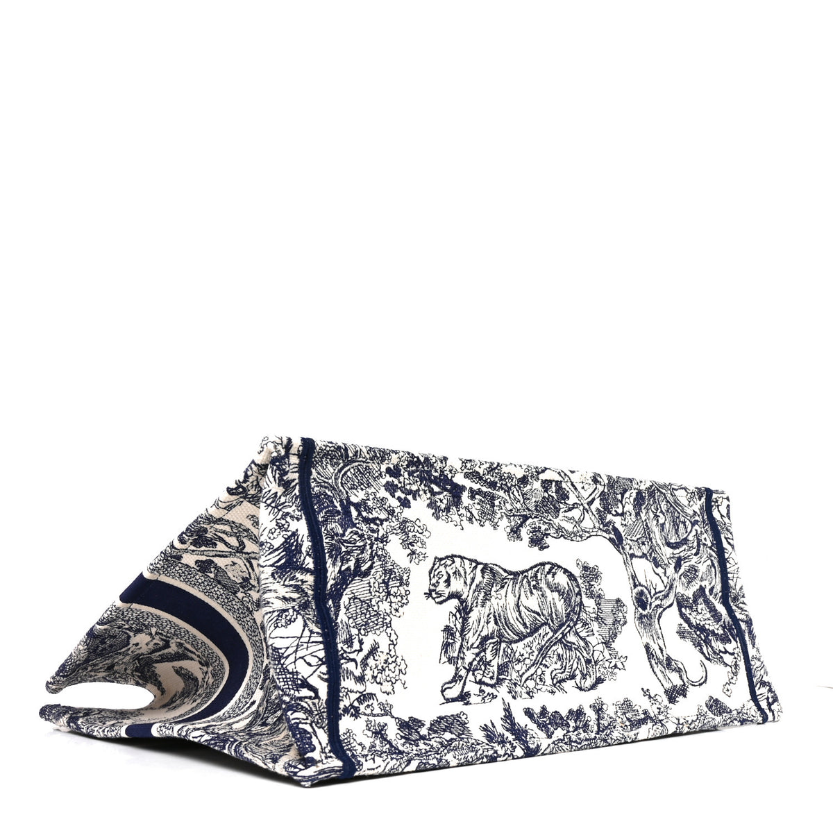 Christian Dior Canvas Embroidered Large Dioriviera Toile De Jouy Book Tote Blue 3 of 9