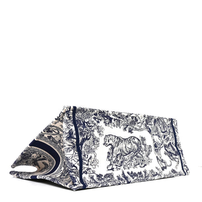 Christian Dior Canvas Embroidered Large Dioriviera Toile De Jouy Book Tote Blue 3 of 9