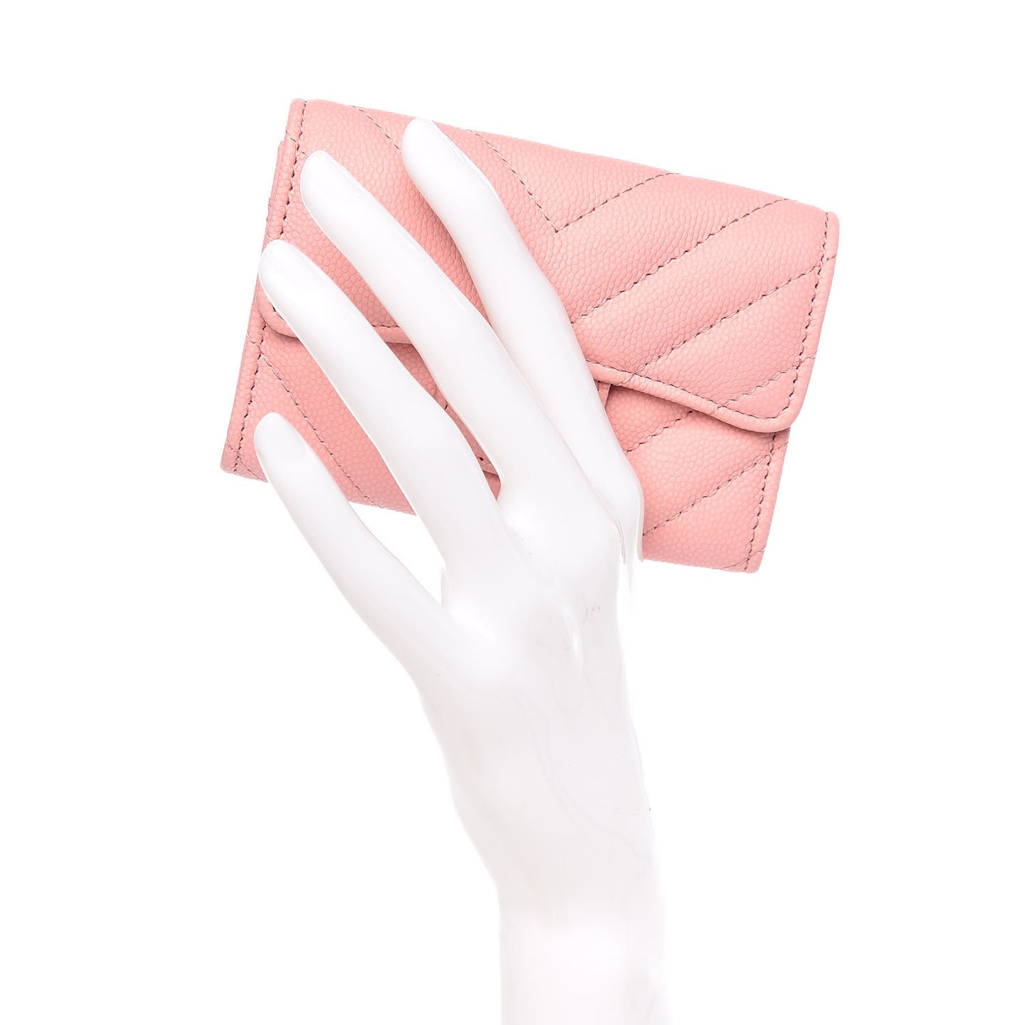 Caviar Chevron Quilted Flap Card Holder Pink