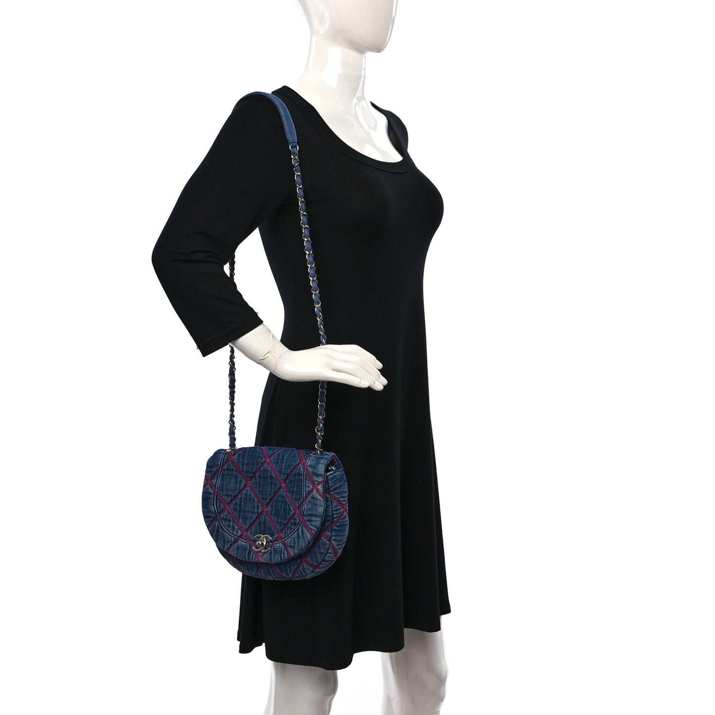 Denim Quilted Coco Beach Messenger Bag Blue