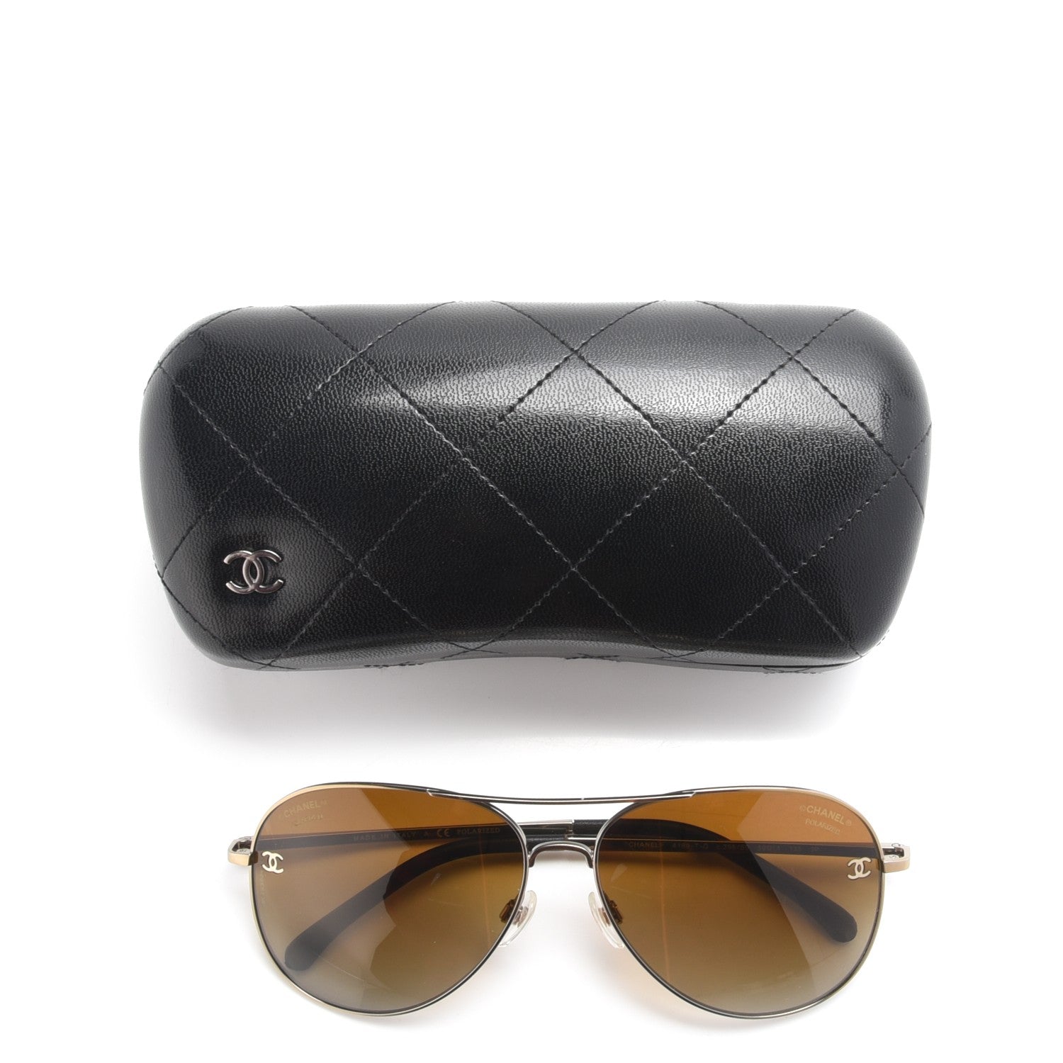 Chanel Aviator CC Sunglasses 4189-T-Q Gold 7 of 7