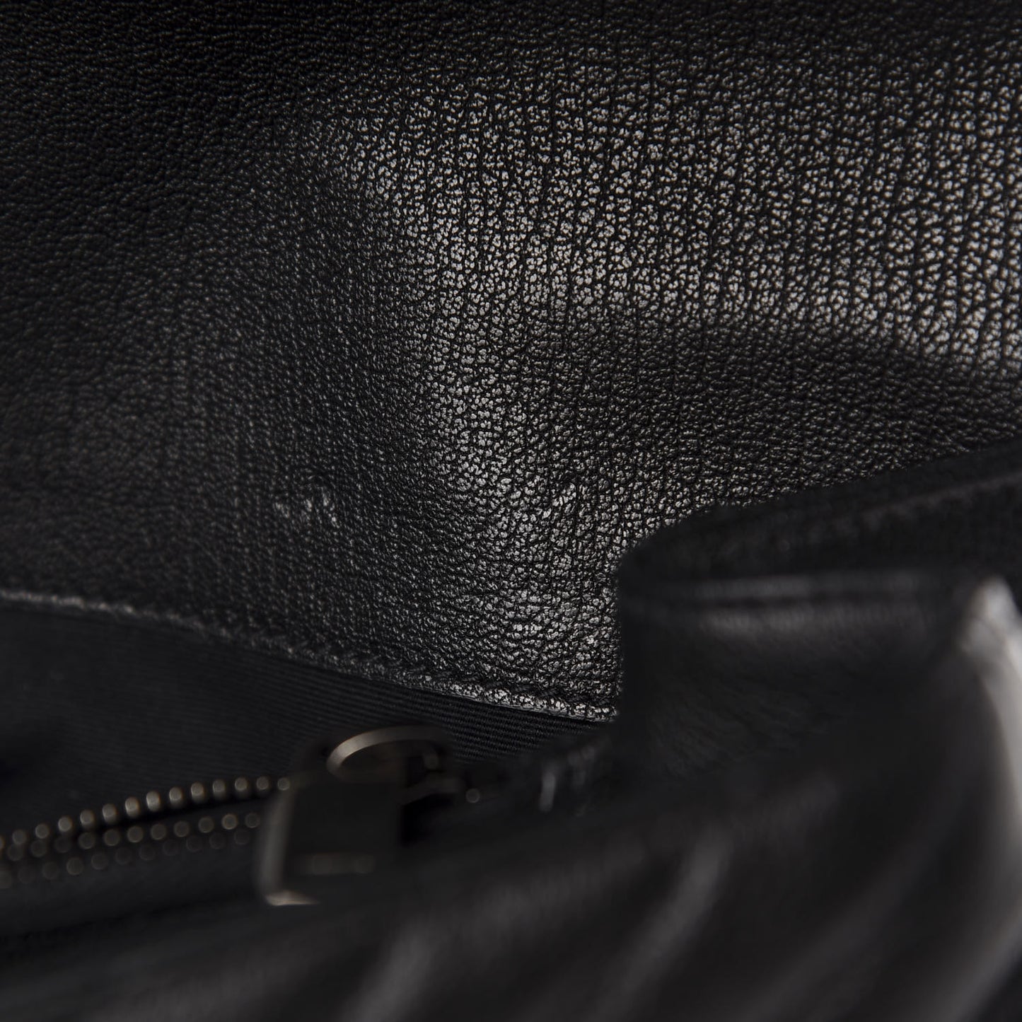 Sheepskin Matelasse Chevron Monogram Large College Satchel Black