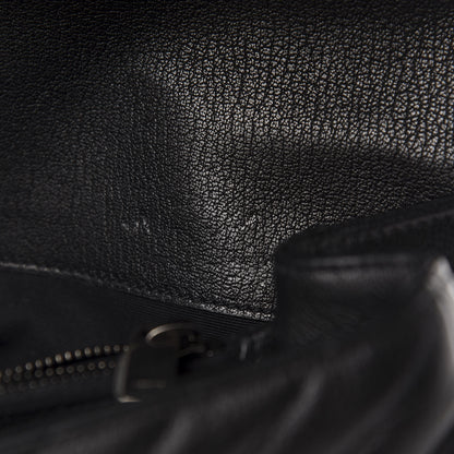 Saint Laurent Sheepskin Matelasse Chevron Monogram Large College Satchel Black 7 of 12