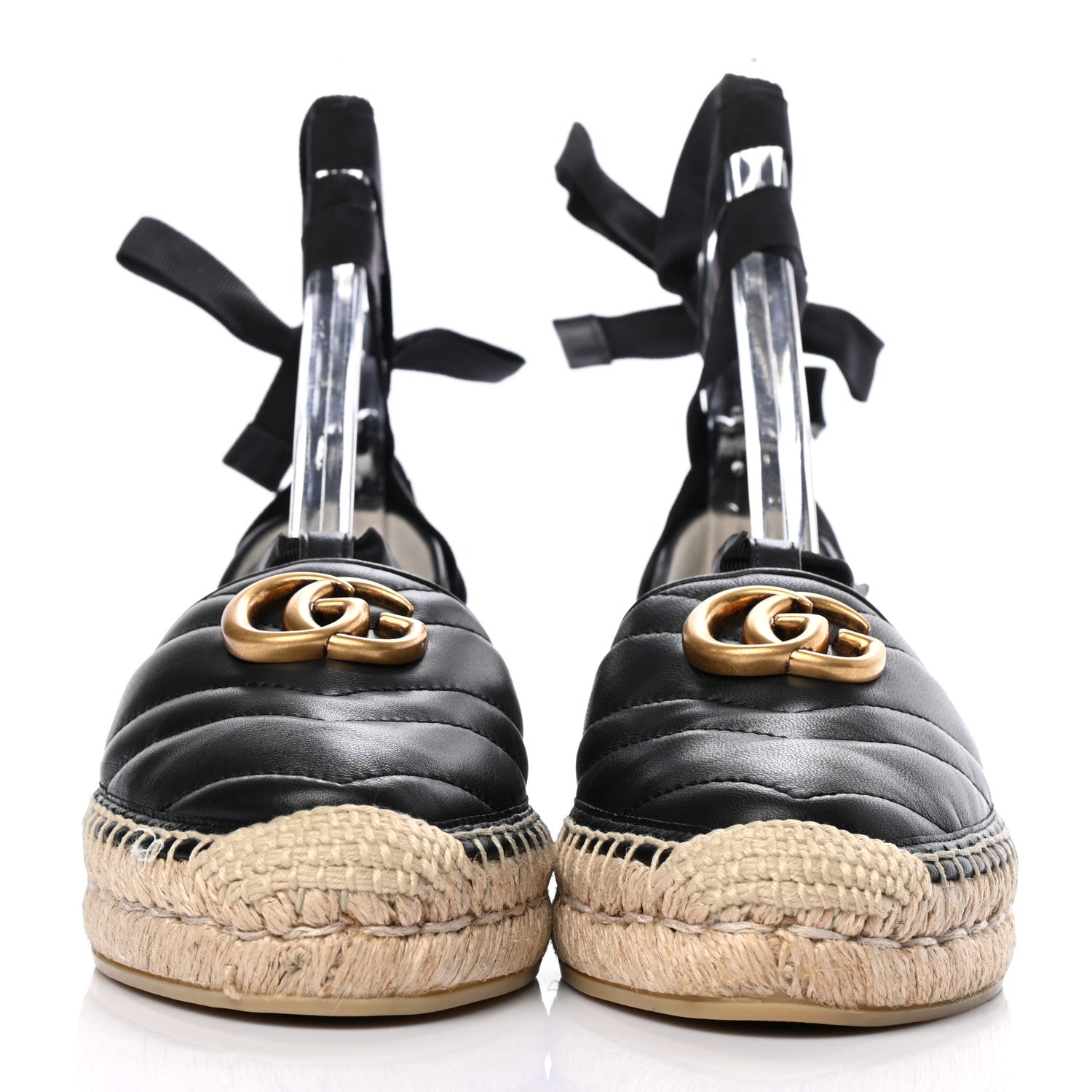 Gucci Nappa Matelasse GG Marmont Ankle Wrap Espadrilles 35 Black 2 of 5