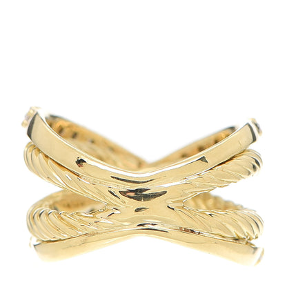 David Yurman 18K Yellow Gold Diamond X Crossover Cable Ring 50 5.25 3 of 4
