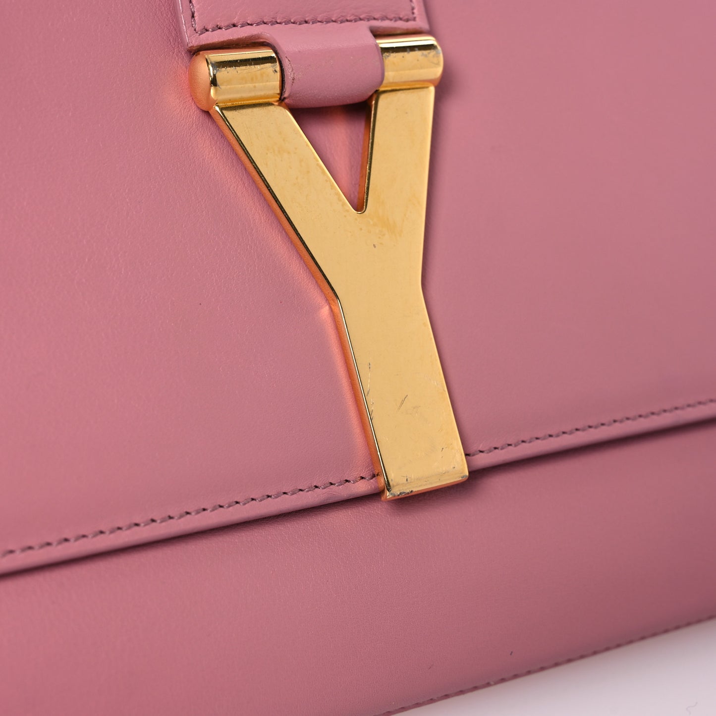 Calfskin Classic Y Ligne Clutch Dark Rose