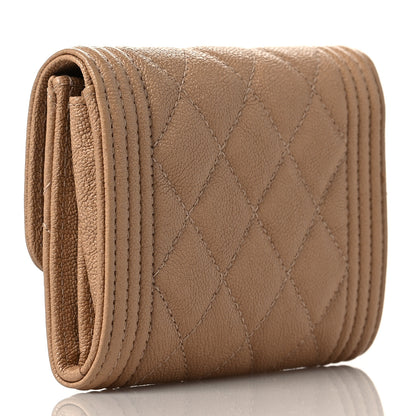 Chanel Caviar Quilted Boy Card Holder Wallet Beige 3 of 10