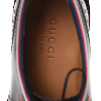 Gucci Calfskin Bee Star Embroidered Mens Captoe Derby Loafers 7.5 Black 7 of 9