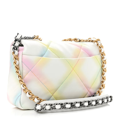 Chanel Printed Goatskin Quilted Medium Chanel 19 Flap White Multicolor 3 of 10