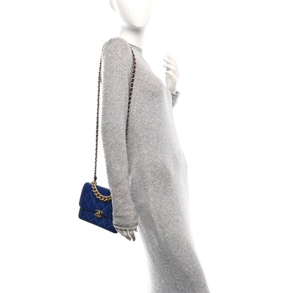 Chanel Calfskin Quilted Small Dual Handle Chain Flap Bag  Blue 2 of 11