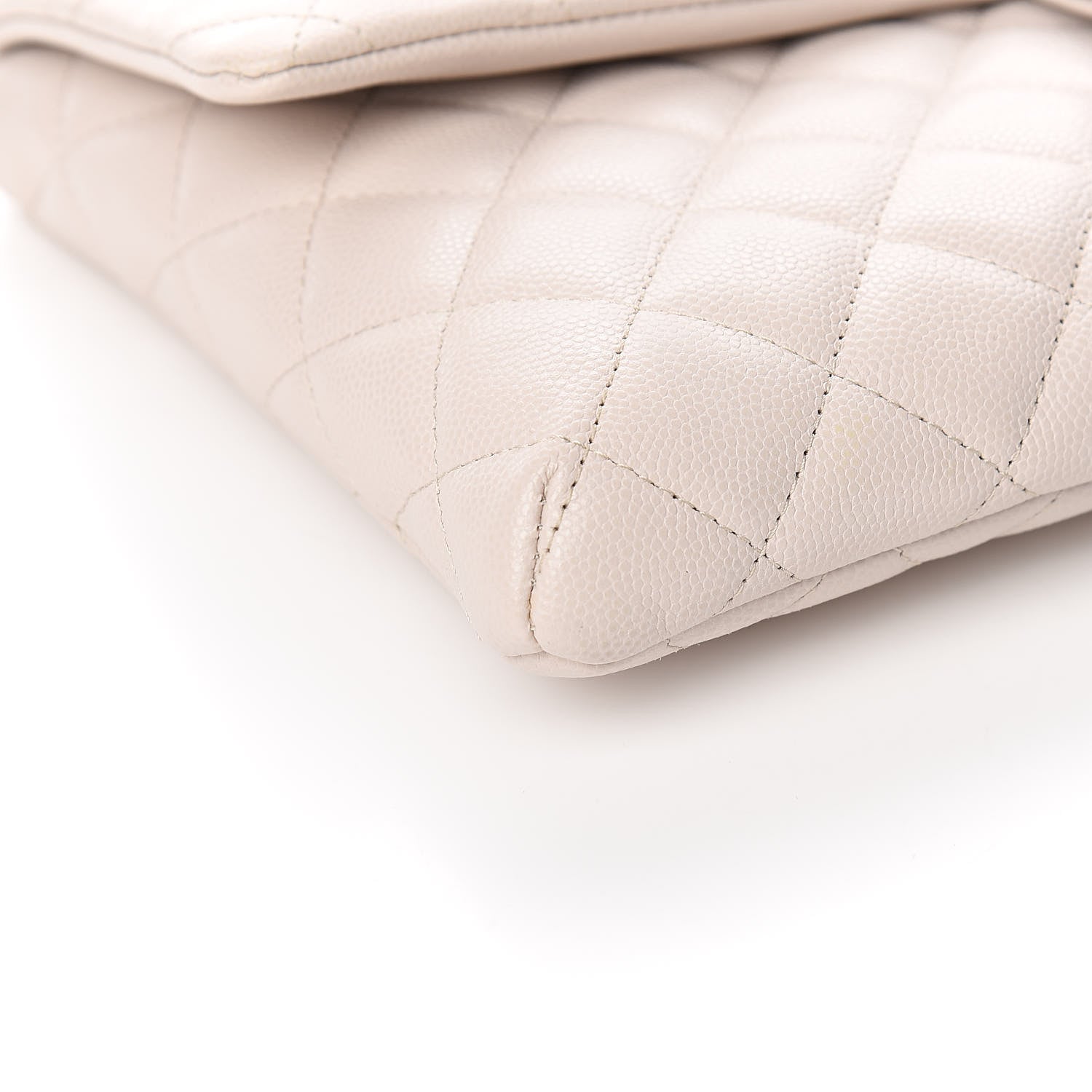 Chanel Caviar Quilted Flap Clutch Ivory 8 of 11