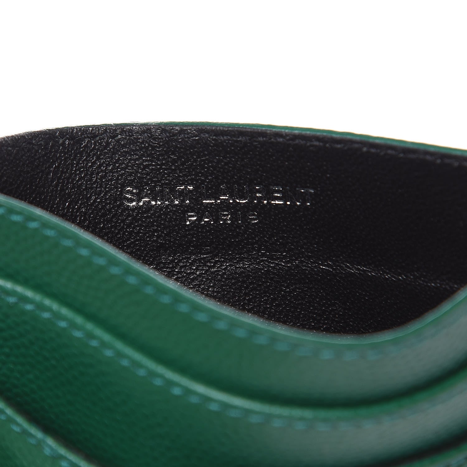 Saint Laurent Grain De Poudre Matelasse Chevron Monogram Credit Card Case Brilliant Grass 6 of 8