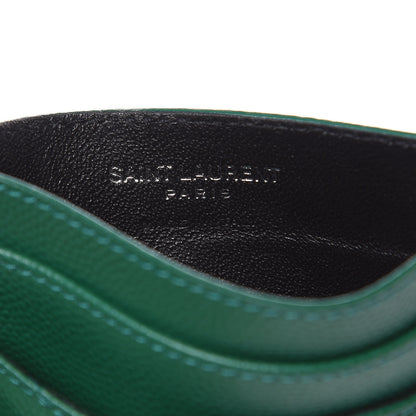 Saint Laurent Grain De Poudre Matelasse Chevron Monogram Credit Card Case Brilliant Grass 6 of 8
