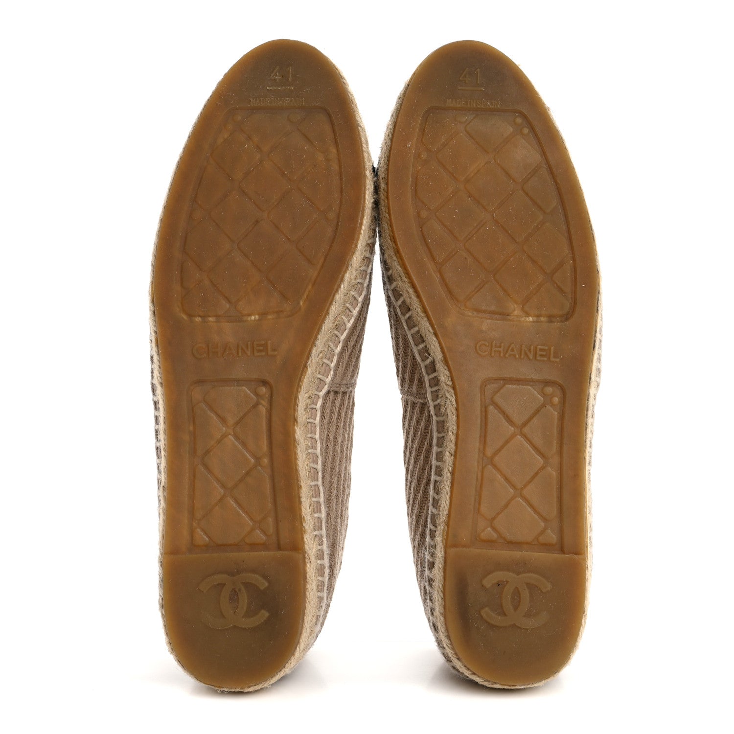 Chanel Tweed Grosgrain CC Espadrilles 41 Beige Black 6 of 9