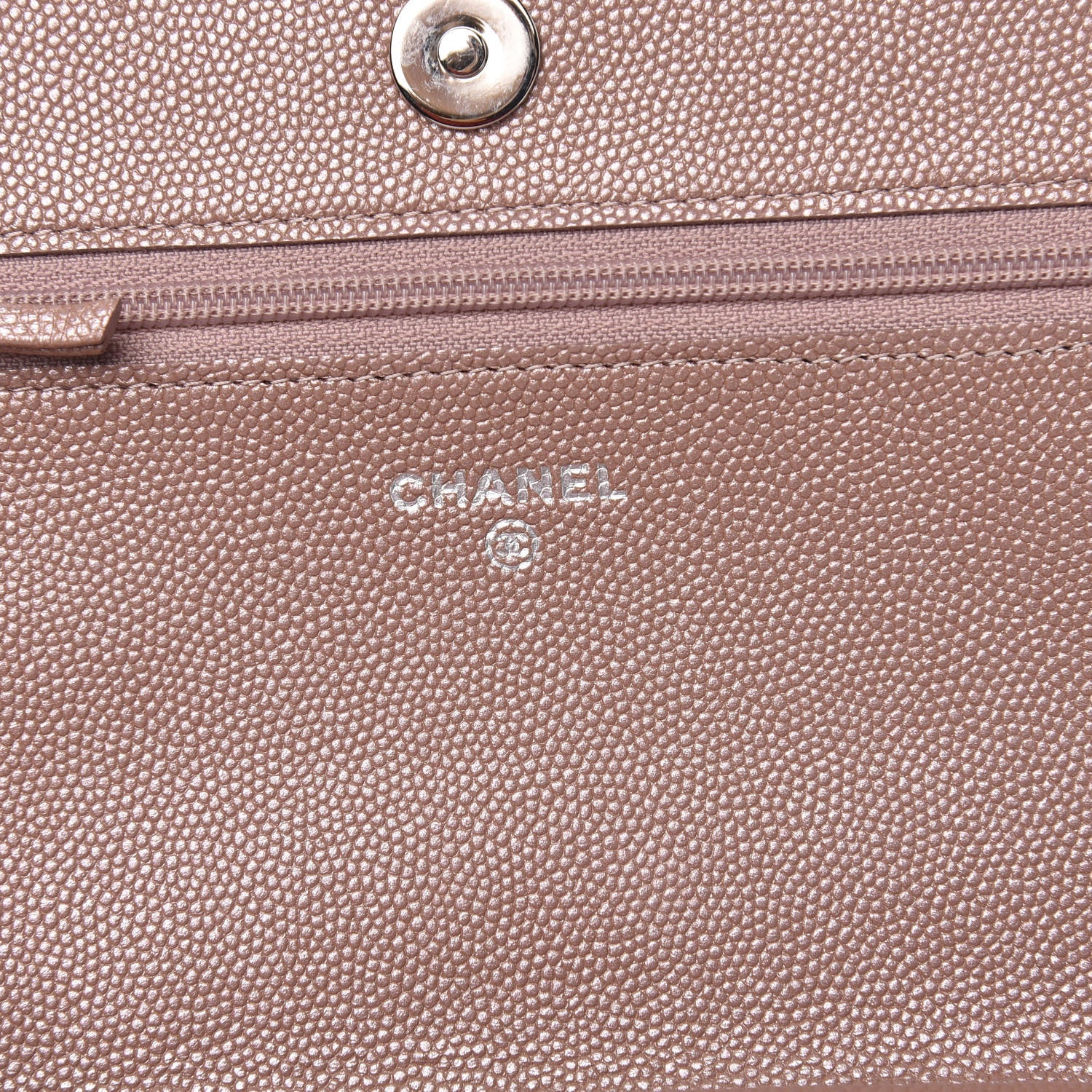 Chanel Metallic Caviar Chevron Quilted Vintage Mademoiselle Wallet On Chain WOC Pink 5 of 8