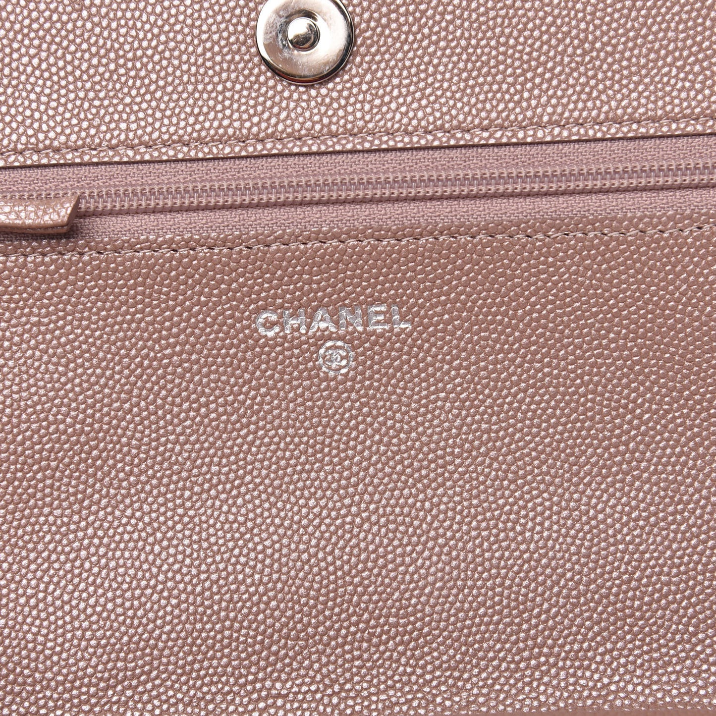 Metallic Caviar Chevron Quilted Vintage Mademoiselle Wallet On Chain WOC Pink