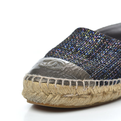 Chanel Tweed Patent Goatskin CC Espadrilles 36 Black Pink Yellow Silver 13 of 21