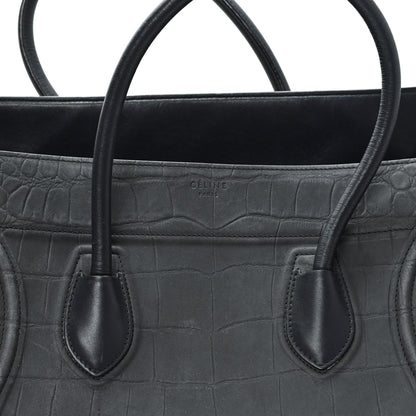 Celine Crocodile Embossed Nubuck Medium Phantom Luggage Navy Blue 7 of 9