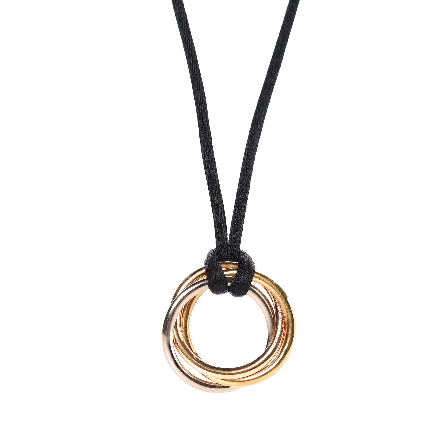 Cartier 18K Pink Yellow White Gold Trinity Cord Necklace 4 of 8
