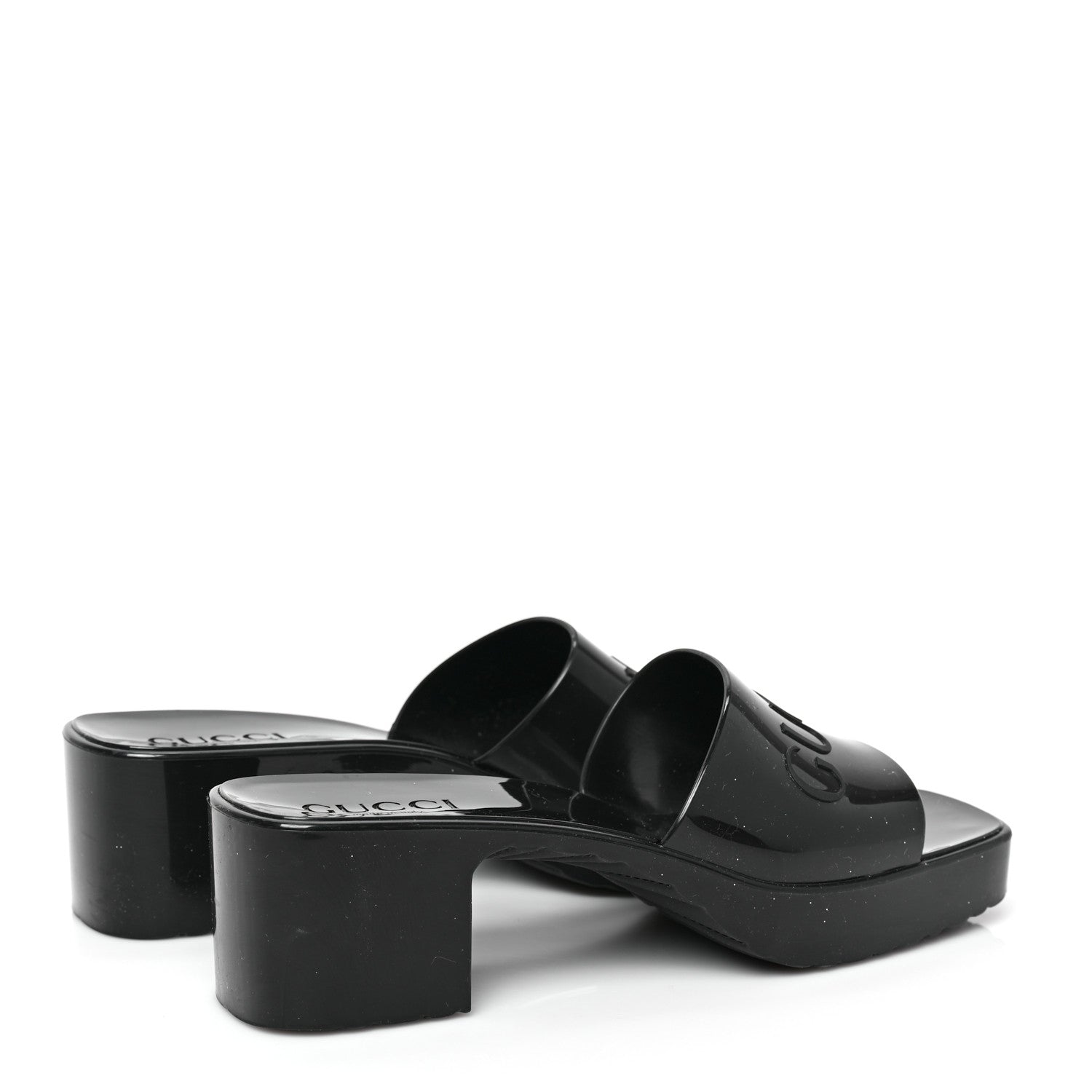 Gucci Rubber Gucci Logo Womens Platform 20/60mm Slide Sandals 38 Black 4 of 8